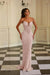 Blush Pink Sexy Strapless Mermaid Prom Dress Sequins Evening Dress Long