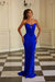 Royal Blue Sexy Strapless Mermaid Prom Dress Sequins Evening Dress Long