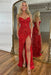 Sweetheart Sequins Prom Dress Long with Side Split Strapless Mermaid Party Dress