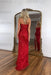 Sweetheart Sequins Prom Dress Long with Side Split Strapless Mermaid Party Dress