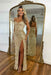 Sweetheart Sequins Prom Dress Long with Side Split Strapless Mermaid Party Dress