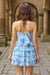 Sweetheart Short Homecoming Dress Floral Printed Tiered Prom Dress with Bow - Sky Blue