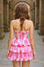 Sweetheart Short Homecoming Dress Printed Tiered Prom Dress with Beadings - Pink