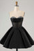 Sweetheart Satin Aline Homecoming Dress Short with Sequins Black