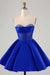 Sweetheart Satin Aline Homecoming Dress Short with Sequins Royal Blue