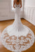 Sweetheart Spaghetti Straps Appliques Lace Mermaid Wedding Dresses with Train