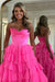 Sweetheart Tiered Corset Aline Evening Dress Ruffle Chiffon Prom Dress with Split - Prom Dresses