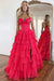 Sweetheart Tiered Corset Aline Evening Dress Ruffle Chiffon Prom Dress with Split - Prom Dresses
