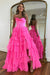 Sweetheart Tiered Corset Aline Evening Dress Ruffle Chiffon Prom Dress with Split - Prom Dresses