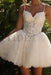 Sweetheart Tulle Lace Short Aline Wedding Dress Spaghetti Straps - wedding dresses