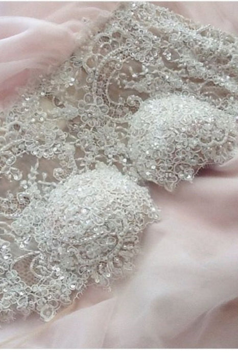 Sweetheart White Beadings Lace Corset Top Lace-up Closure Boning Corset Blouse - Photo Color - Dress