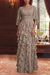 Taupe Chiffon Mother of the Bride Dress Flutter Sleeves with Cascading Ruffles
