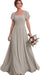 Bridelily Women's Flutter Sleeves Bridesmaid Dresses Square Neck Chiffon Maxi Dres - Taupe