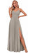 Spaghetti Strap V-Neck Chiffon Bridesmaid Dress with Slit