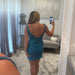 Teal Sequin Deep V-Neck Bodycon Homecoming Dress Short Tight Glitter Mini Cocktail Dress