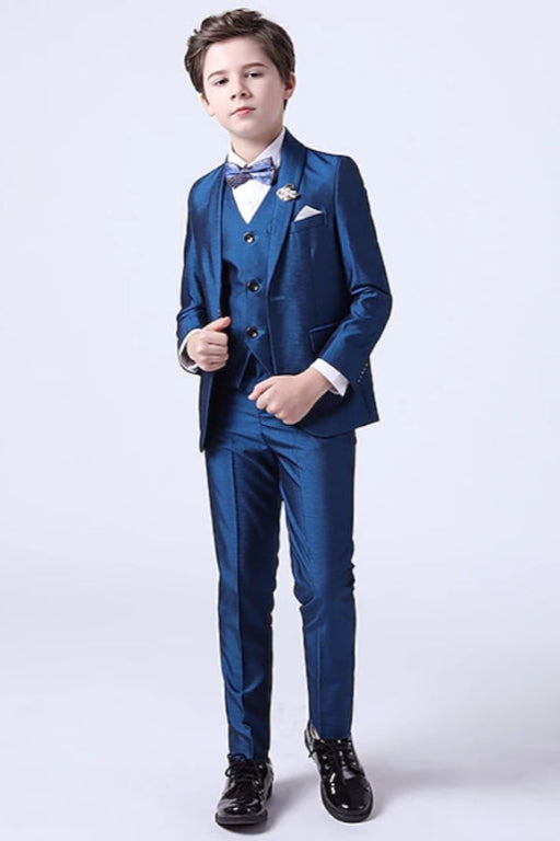 Three Pieces Formal Boys Suits Set Kids Toddler 3-13 Years Tuxedo Formal Party Birthday Regular Fit - Photo color / 2