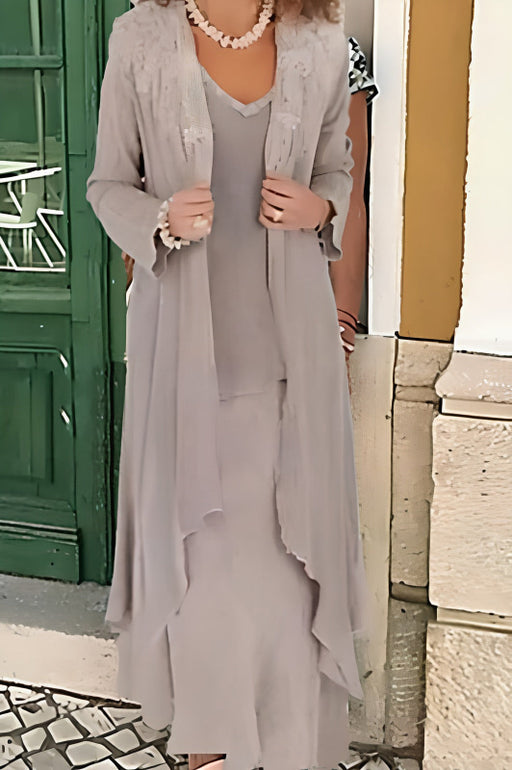 Three Pieces Mother of the Bride Dresses PLus Size Chiffon Mother of the Bride Outfits - Prom Dresses