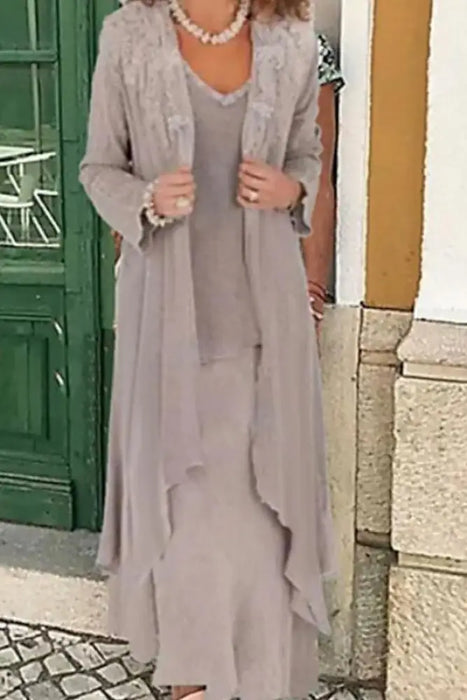 Three Pieces Mother of the Bride Dresses PLus Size Chiffon Mother of the Bride Outfits - Prom Dresses