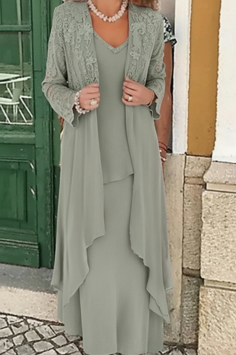 Sage Three Pieces Mother of the Bride Dresses PLus Size Chiffon Mother of the Bride Outfits