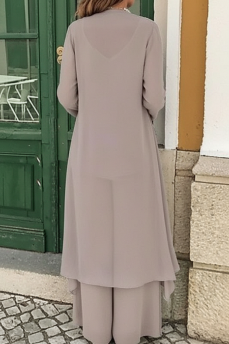 Three Pieces Mother of the Bride Dresses PLus Size Chiffon Mother of the Bride Outfits