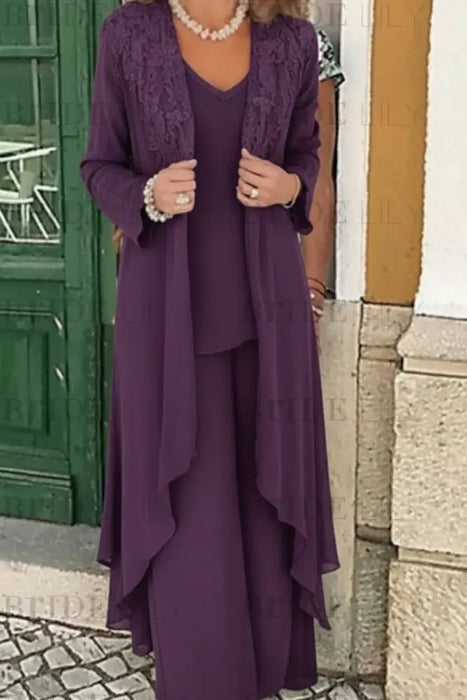 Regency Three Pieces Mother of the Bride Dresses PLus Size Chiffon Mother of the Bride Outfits