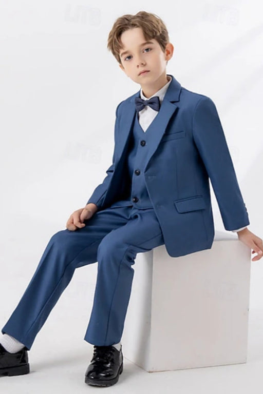 Three Pieces Suit Boys Kids Suit Formal Suit Blazer & Vest & Pants Formal Party Wear Pocket Outfits