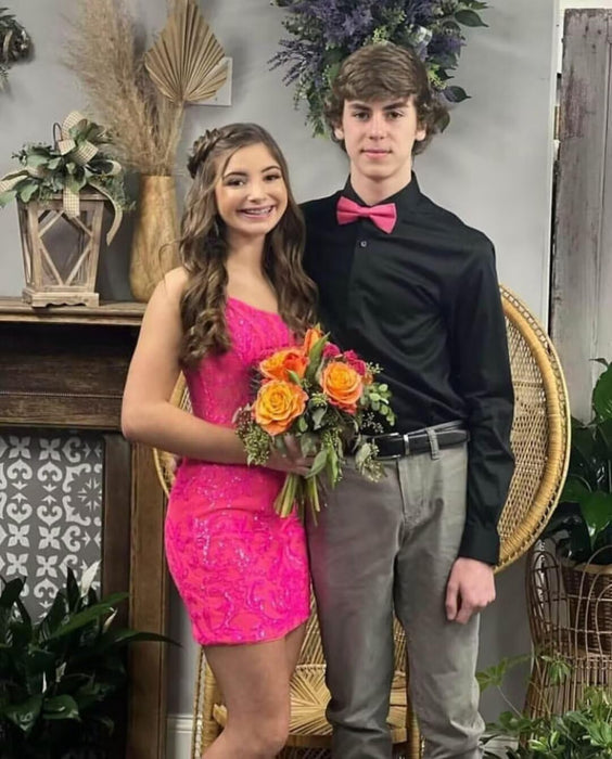 Tight Sequin Homecoming Dresses Sparkly Short Prom Dress with Slit