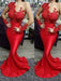Trumpet/Mermaid Applique Scoop Satin Sweep/Brush Train Long Sleeves Dresses - Prom Dresses