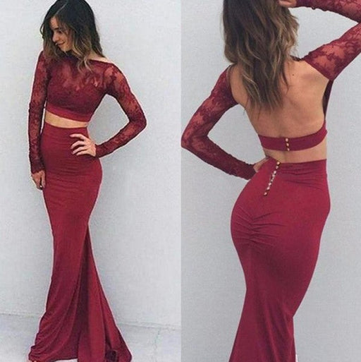 Trumpet/Mermaid Bateau Spandex Long Sleeves Floor-Length Dresses - Prom Dresses
