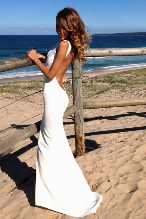 Trumpet/Mermaid High Neck Sleeveless Spandex Floor-Length Prom Dresses