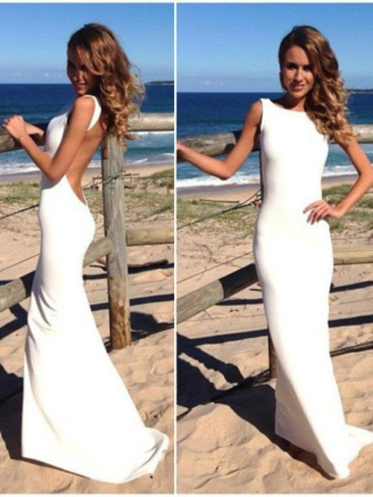 Trumpet/Mermaid High Neck Sleeveless Spandex Floor-Length Dresses - Prom Dresses