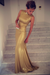 Gold Trumpet/Mermaid High Neck Sleeveless Spandex Floor-Length Dresses - Prom Dresses