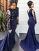 Trumpet/Mermaid Lace Silk like Satin Scoop Sweep/Brush Train Long Sleeves Plus Size Dresses - Prom Dresses