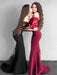 Trumpet/Mermaid Long Sleeves Off-the-Shoulder Sweep/Brush Train Applique Stretch Crepe Dresses - Prom Dresses