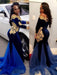 Trumpet/Mermaid Long Sleeves Off-the-Shoulder Sweep/Brush Train Applique Velvet Dresses - Prom Dresses