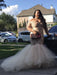 Trumpet/Mermaid Off-the-Shoulder Long Sleeves Applique Court Train Tulle Plus Size Dresses - Prom Dresses