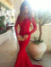 Trumpet/Mermaid Off-the-Shoulder Long Sleeves Lace Sweep/Brush Train Elastic Woven Satin Dresses - Prom Dresses