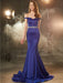 Trumpet/Mermaid Off-the-Shoulder Sleeveless Crystal Sweep/Brush Train Satin Dresses - Prom Dresses