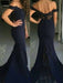 Trumpet/Mermaid Off-the-Shoulder Sleeveless Lace Sweep/Brush Train Satin Dresses - Prom Dresses