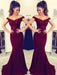 Trumpet/Mermaid Off-the-Shoulder Sleeveless Sweep/Brush Train Lace Elastic Woven Satin Dresses - Prom Dresses