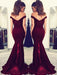 Trumpet/Mermaid Off-the-Shoulder Sleeveless Sweep/Brush Train Lace Elastic Woven Satin Dresses - Prom Dresses
