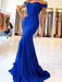 Trumpet/Mermaid Off-the-Shoulder Sleeveless Sweep/Brush Train Ruffles Satin Dresses - Prom Dresses