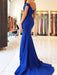 Trumpet/Mermaid Off-the-Shoulder Sleeveless Sweep/Brush Train Ruffles Satin Dresses - Prom Dresses