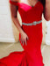 Trumpet/Mermaid Off-the-Shoulder Sleeveless Sweep/Brush Train Satin Dresses - Prom Dresses