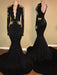 Trumpet/Mermaid Long Sleeves V-neck Sweep/Brush Train Applique Spandex Dresses - Prom Dresses