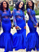 Trumpet/Mermaid Satin Long Sleeves Scoop Applique Floor-Length Dresses - Prom Dresses