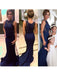Trumpet/Mermaid Scoop Court Train Sleeveless Beading Satin Dresses - Prom Dresses