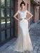 Trumpet/Mermaid Sheer Neck Applique Short Sleeves Long Net Dresses - Prom Dresses