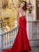 Trumpet/Mermaid Sheer Neck Sleeveless Court Train Applique Stain Dresses - Prom Dresses