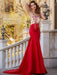 Trumpet/Mermaid Sheer Neck Sleeveless Court Train Applique Stain Dresses - Prom Dresses